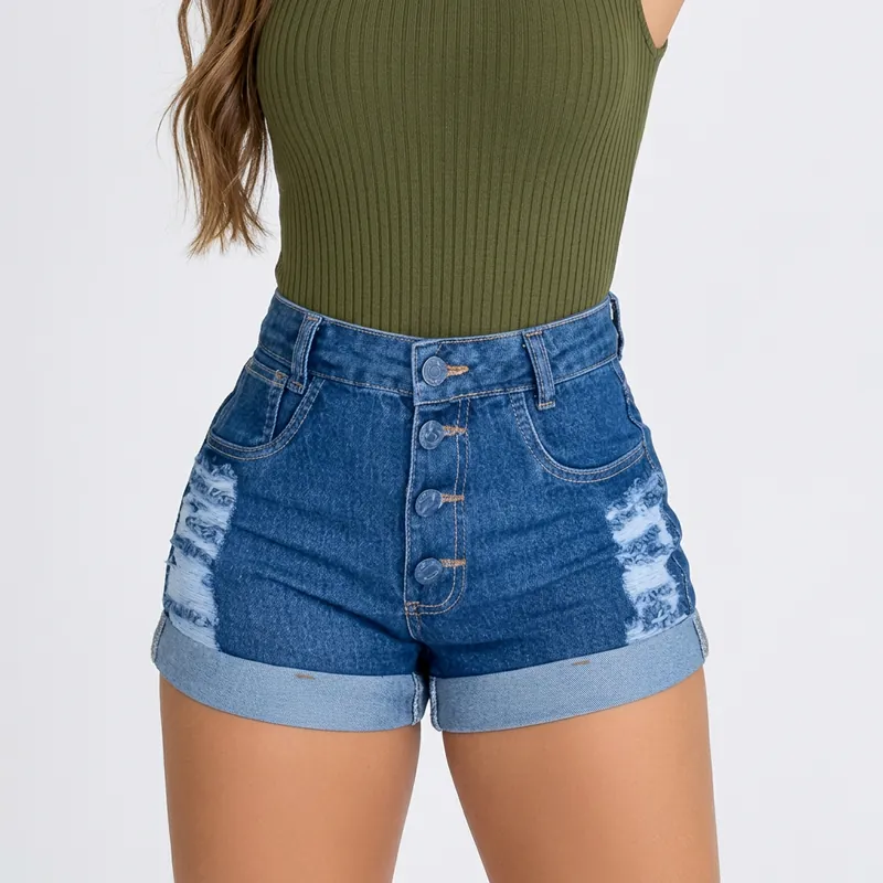 Short jeans botões